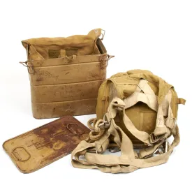 Original German WWII Fallschirmjager Parachute Complete Set with Harness and Transit Chest - Unissued