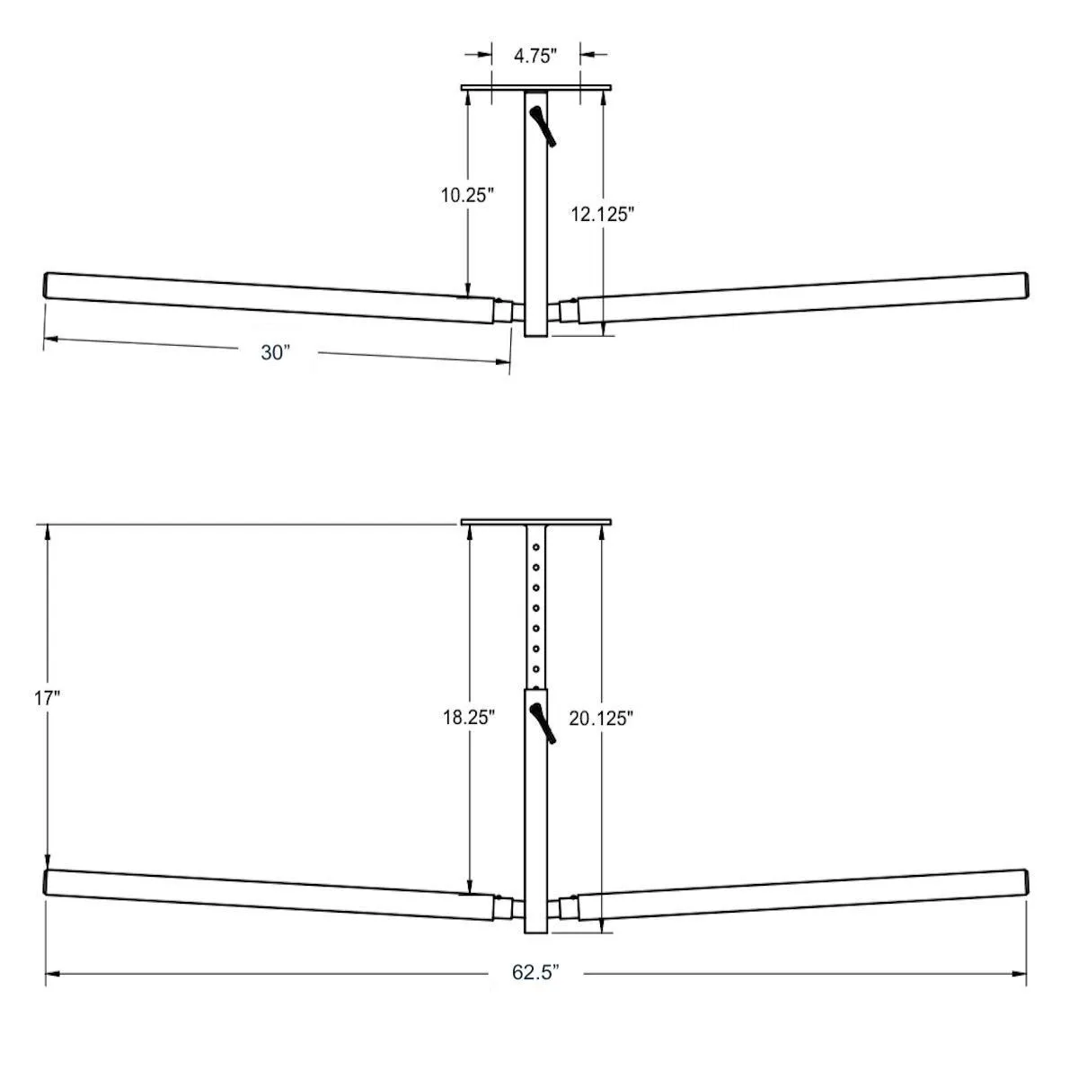 Overhead Ladder Storage Rack | Hi-Port 2 | Adjustable Ceiling Mount