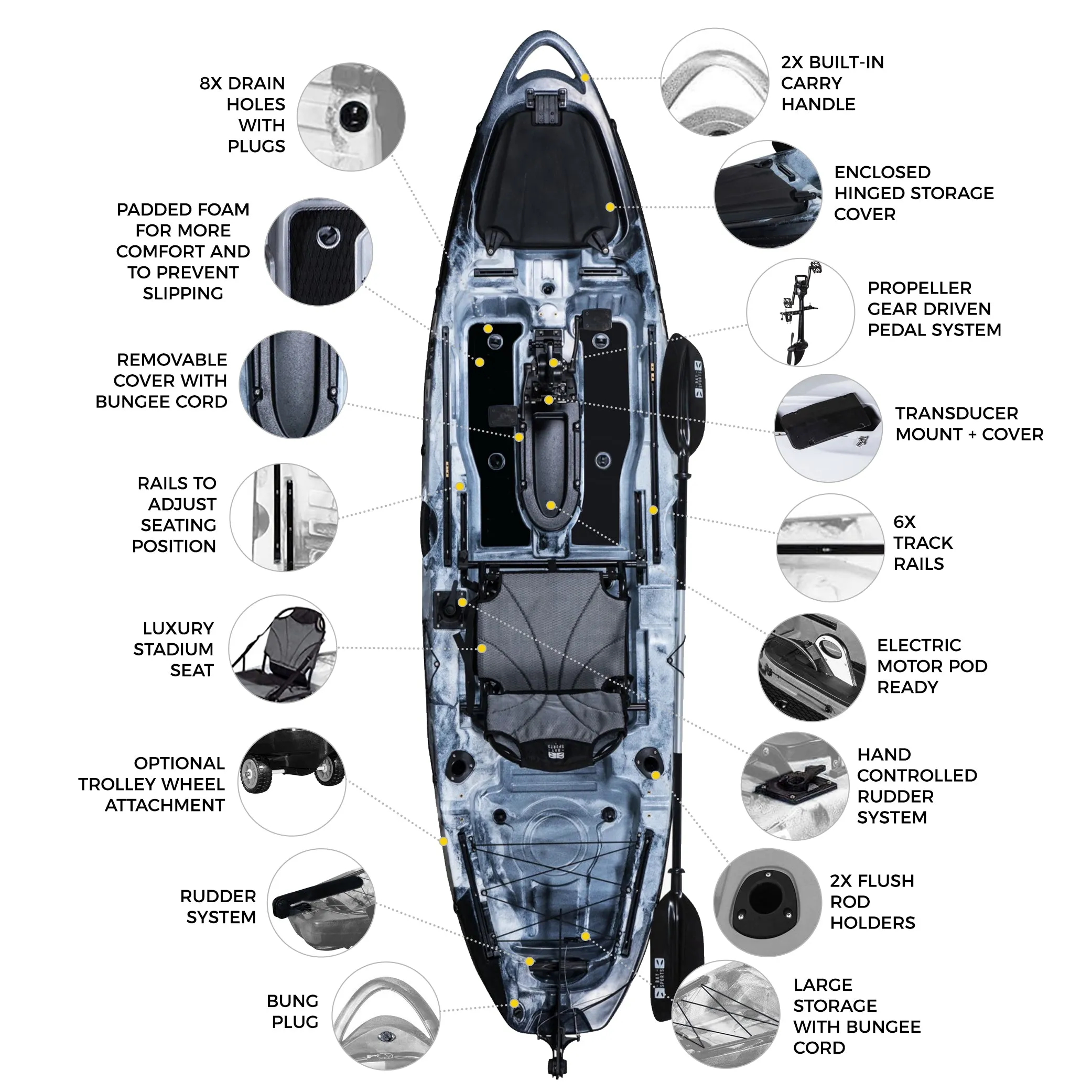 Pedal Pro Fish - 3.2m Pedal-Powered Fishing Kayak