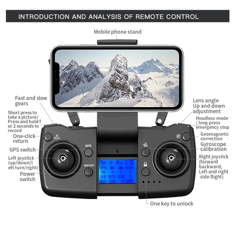 Pro Brushless 4K  5G GPS HD Foldable Quadcopter Drone